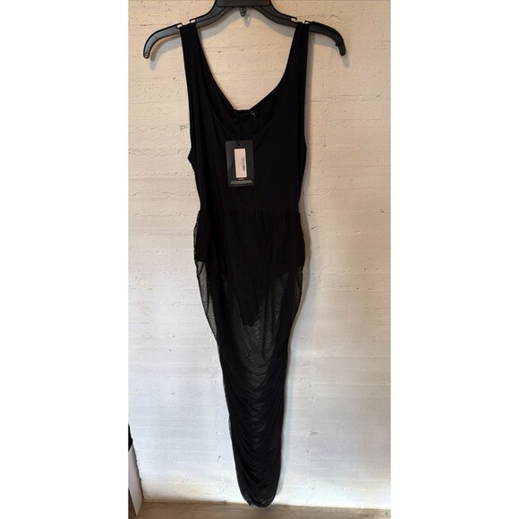 Pretty Little Things Slinky Mesh rRuched Midaxi Dress 12 Witchy Y2K Fairygoth - Picture 1 of 6